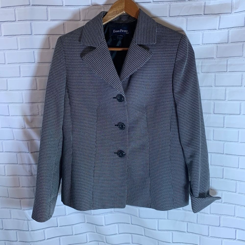 Evan-Picone Black/White Print Blazer Sz 8